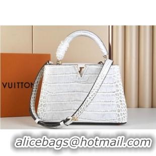 Famous Brand Louis Vuitton crocodile skin CAPUCINES BB M48865 Light Gray