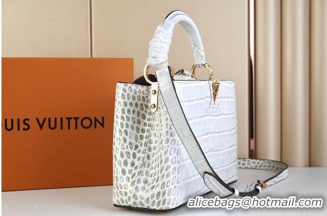 Famous Brand Louis Vuitton crocodile skin CAPUCINES BB M48865 Light Gray