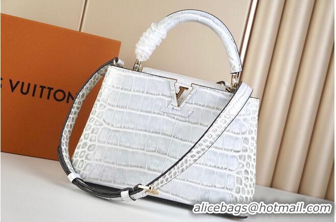 Famous Brand Louis Vuitton crocodile skin CAPUCINES BB M48865 Light Gray