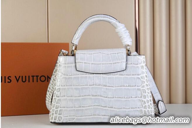 Famous Brand Louis Vuitton crocodile skin CAPUCINES BB M48865 Light Gray