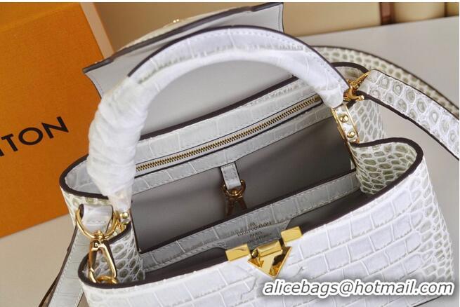 Famous Brand Louis Vuitton crocodile skin CAPUCINES BB M48865 Light Gray