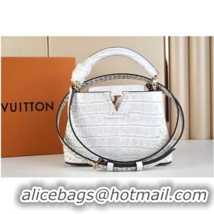 Reasonable Price Louis Vuitton crocodile skin CAPUCINES MINI M48865 light gray