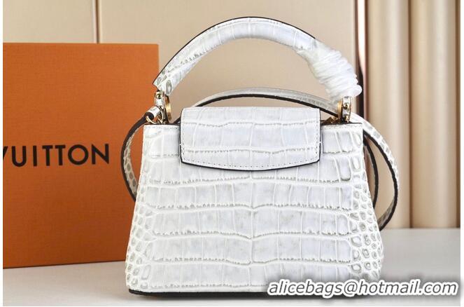 Reasonable Price Louis Vuitton crocodile skin CAPUCINES MINI M48865 light gray