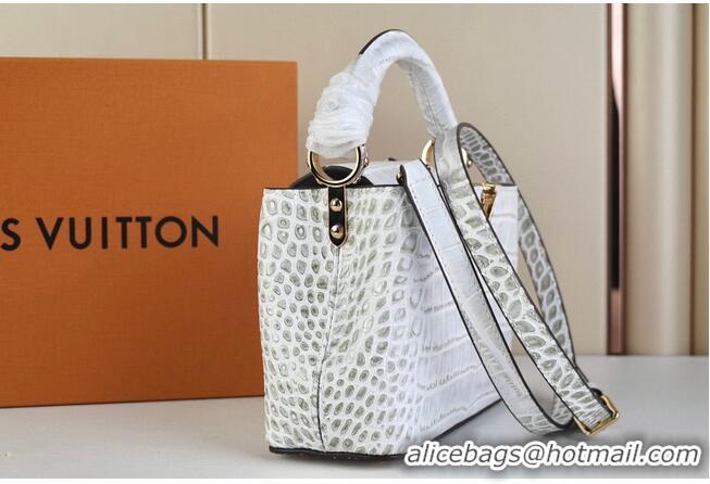 Reasonable Price Louis Vuitton crocodile skin CAPUCINES MINI M48865 light gray