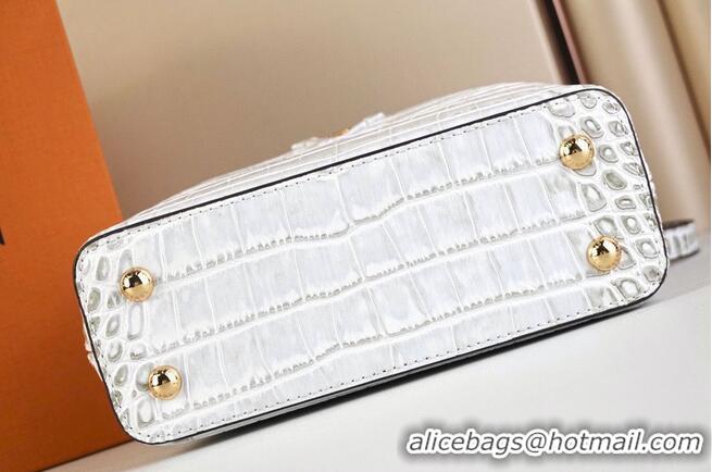 Reasonable Price Louis Vuitton crocodile skin CAPUCINES MINI M48865 light gray