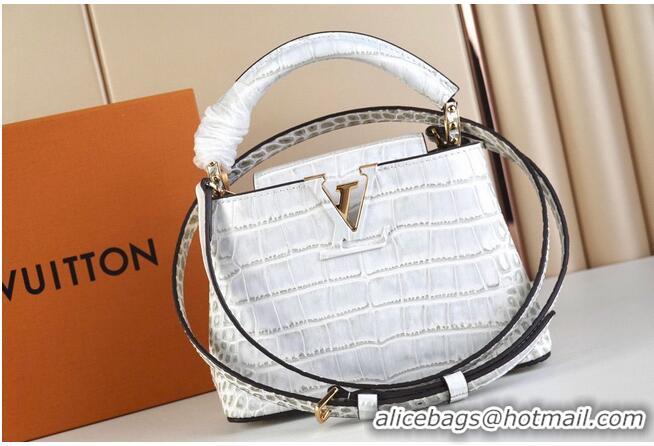 Reasonable Price Louis Vuitton crocodile skin CAPUCINES MINI M48865 light gray