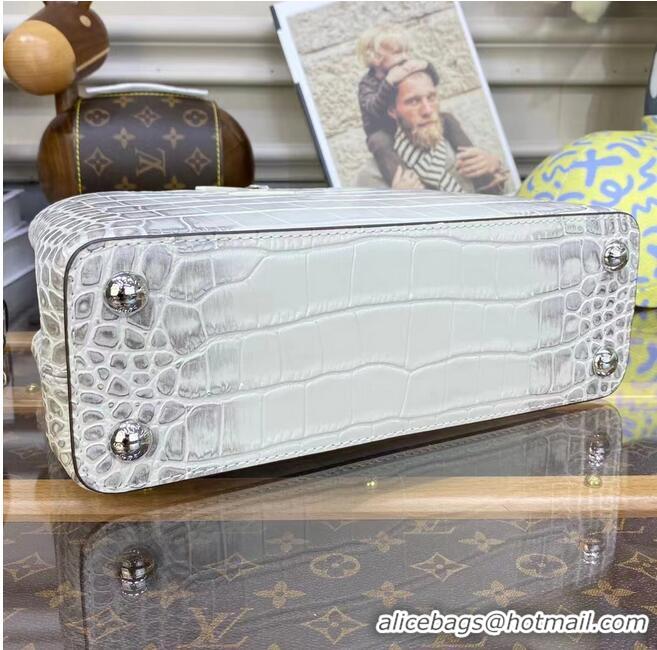 Promotional Louis Vuitton crocodile skin CAPUCINES BB M48865 White&Gray