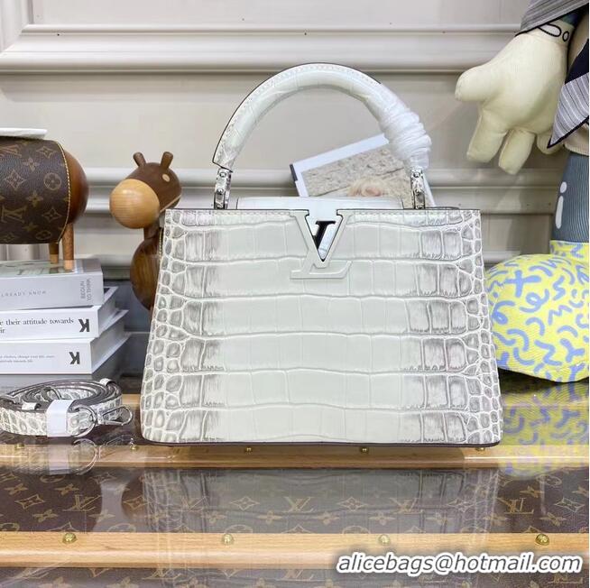 Promotional Louis Vuitton crocodile skin CAPUCINES BB M48865 White&Gray