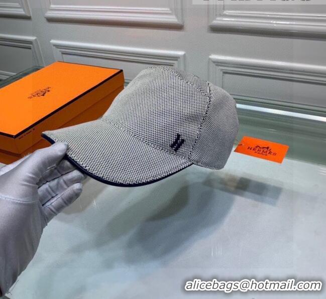 Trendy Design Hermes Canvas Baseball Hat with Side H 0176 Grey 2021