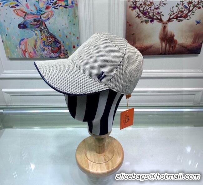 Trendy Design Hermes Canvas Baseball Hat with Side H 0176 Grey 2021