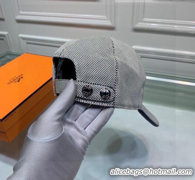 Trendy Design Hermes Canvas Baseball Hat with Side H 0176 Grey 2021