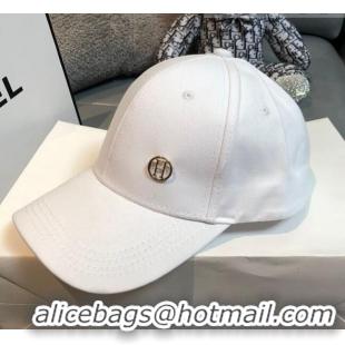 New Fashion Hermes Canvas Baseball Hat with H Charm 0177 White 2021