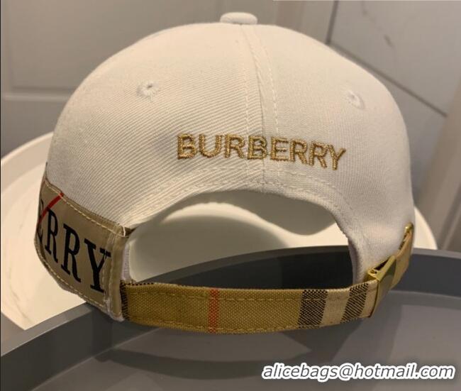 Best Price Burberry TB Check Canvas Baseball Hat with Logo Embroidery BU2501 White 2021