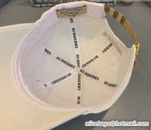 Best Price Burberry TB Check Canvas Baseball Hat with Logo Embroidery BU2501 White 2021