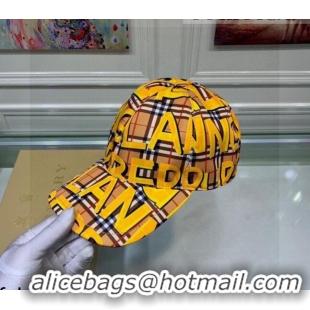 Affordable Price Burberry Graffiti Check Baseball Hat 110486 Yellow 2021