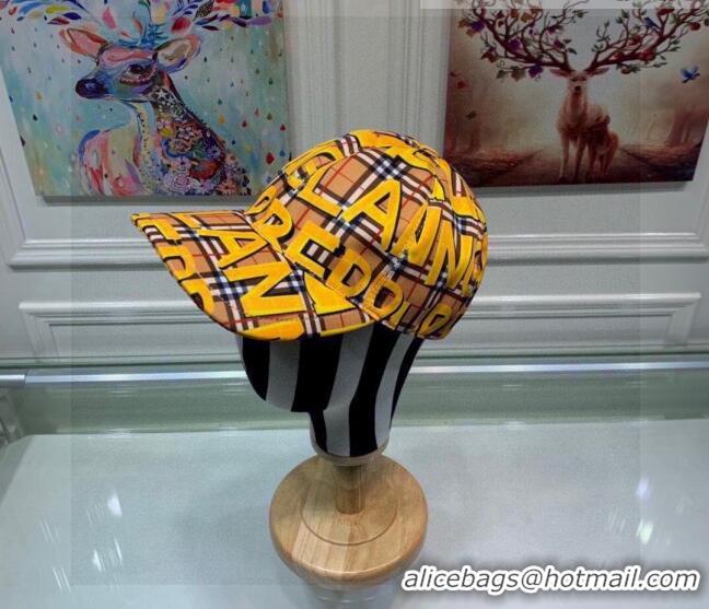 Affordable Price Burberry Graffiti Check Baseball Hat 110486 Yellow 2021