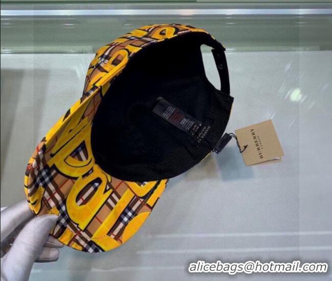 Affordable Price Burberry Graffiti Check Baseball Hat 110486 Yellow 2021