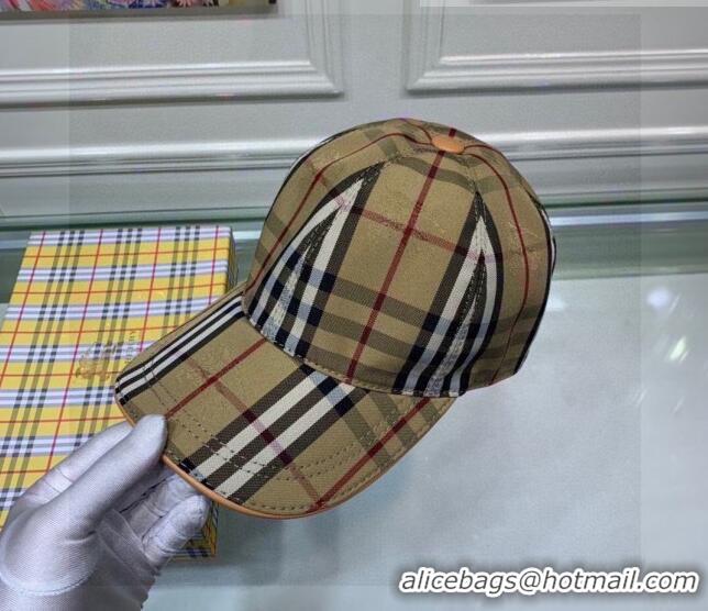 Well Crafted Burberry Check Baseball Hat 110489 Beige 2021