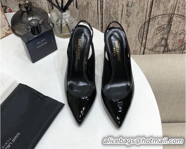 Popular Style Saint Laurent Patent Leather Slingback Pumps 11cm Black/Gold 0909133