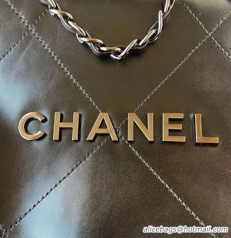 Top Grade Chanel 22 Calf Leather Shopping bag AS326 Dark Green/Silver