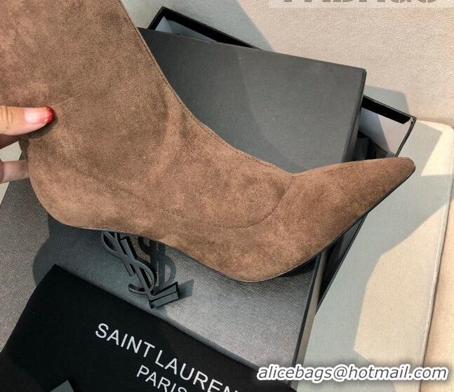 Grade Saint Laurent Suede Over-Knee High Boots 10cm Brown 909131