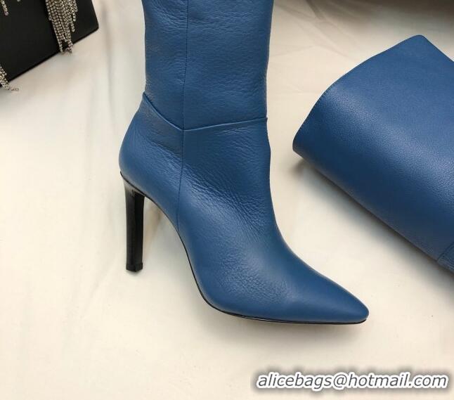 Hot Style Saint Laurent Jane Over-the-knee Boots in Calfskin Leather Blue 926078