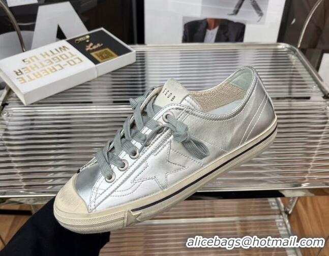 Best Price Golden Goose V-Star 2 Leather Sneaker Silver 080979