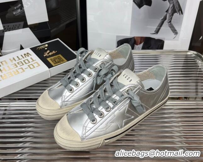 Best Price Golden Goose V-Star 2 Leather Sneaker Silver 080979