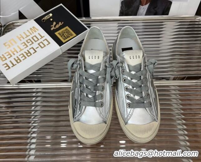 Best Price Golden Goose V-Star 2 Leather Sneaker Silver 080979