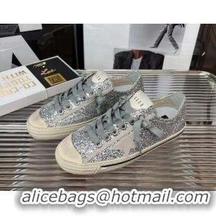 Discount Golden Goose V-Star 2 Sequins Sneaker Silver 080981