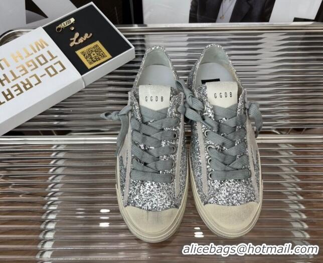 Discount Golden Goose V-Star 2 Sequins Sneaker Silver 080981