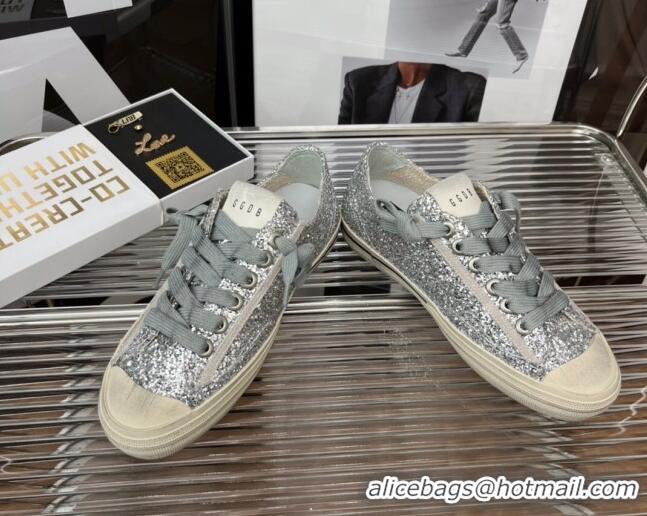 Discount Golden Goose V-Star 2 Sequins Sneaker Silver 080981