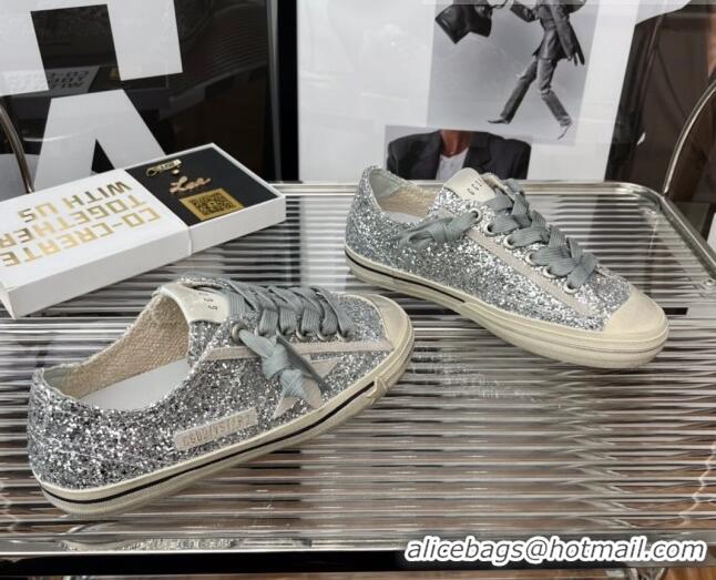 Discount Golden Goose V-Star 2 Sequins Sneaker Silver 080981