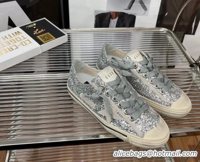 Discount Golden Goose V-Star 2 Sequins Sneaker Silver 080981