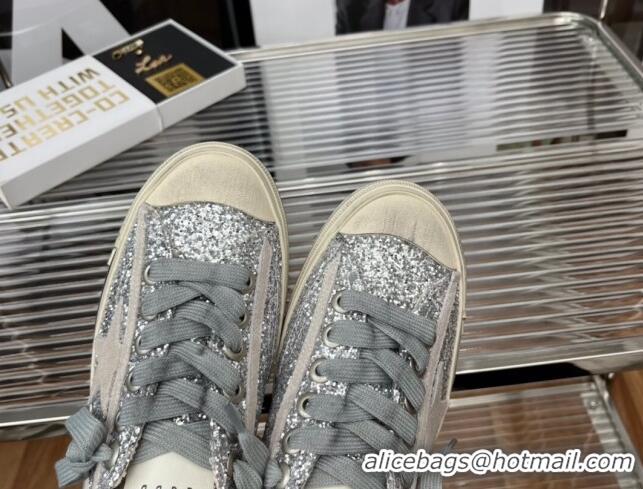 Discount Golden Goose V-Star 2 Sequins Sneaker Silver 080981