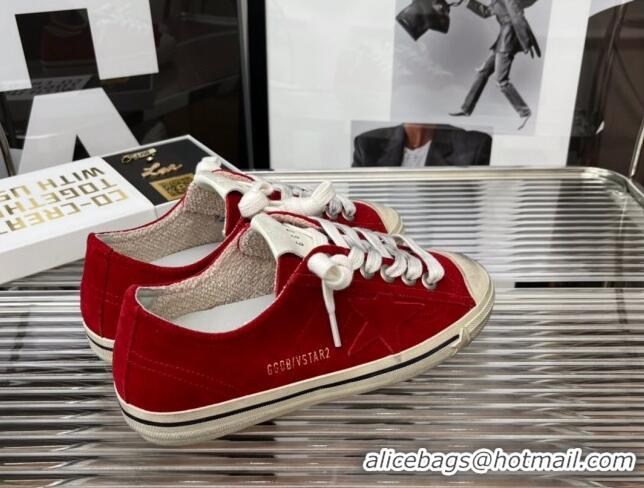 Stylish Golden Goose V-Star 2 Suede Sneaker Red 2080983