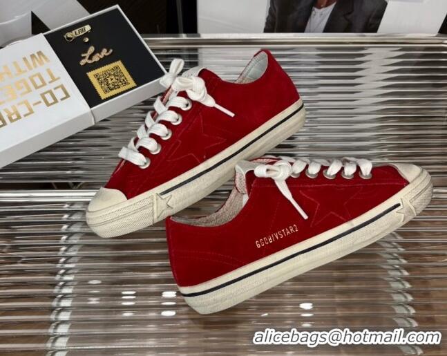 Stylish Golden Goose V-Star 2 Suede Sneaker Red 2080983