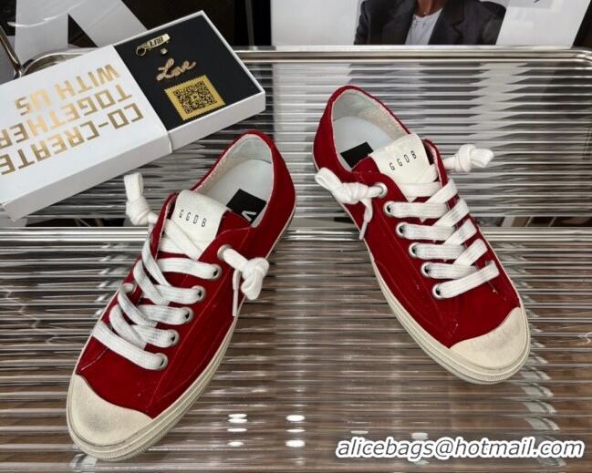 Stylish Golden Goose V-Star 2 Suede Sneaker Red 2080983