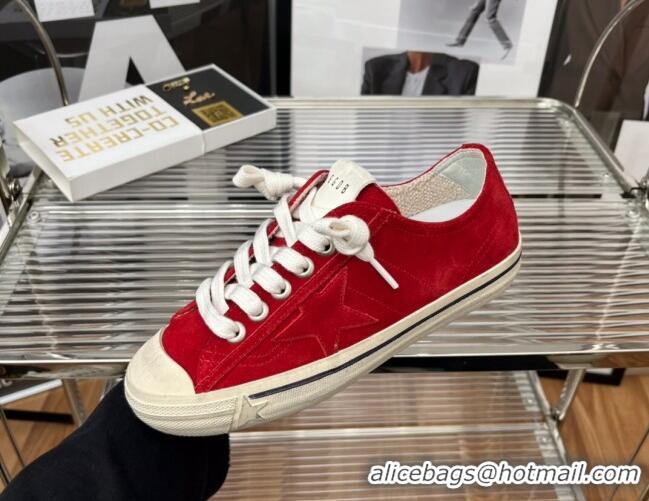 Stylish Golden Goose V-Star 2 Suede Sneaker Red 2080983