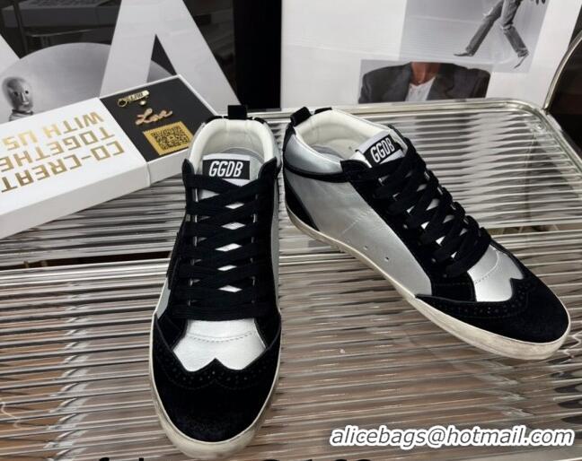 Inexpensive Golden Goose Mid Star Calfskin Sneaker Silver/Black 080985