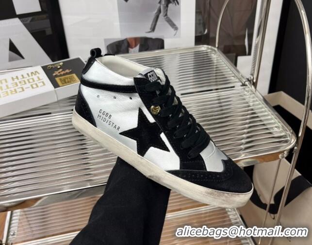 Inexpensive Golden Goose Mid Star Calfskin Sneaker Silver/Black 080985