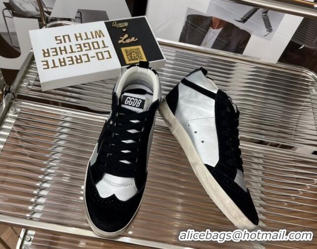 Inexpensive Golden Goose Mid Star Calfskin Sneaker Silver/Black 080985