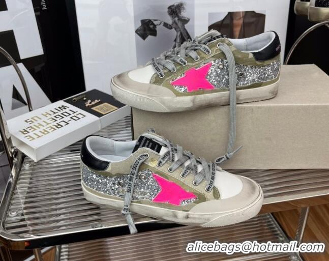 Luxury Golden Goose Super-Star Sequins Sneaker Silver/Pink 080988