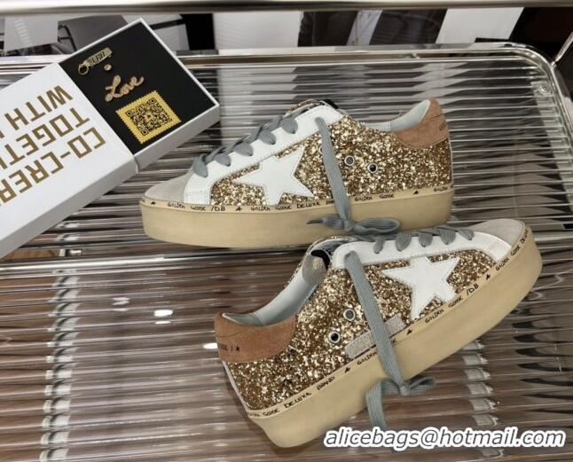 Grade Quality Golden Goose Hi Star Sequins Sneakers Gold 080993