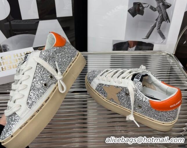 Top Grade Golden Goose Hi Star Sequins Sneakers Silver/Orange 080994