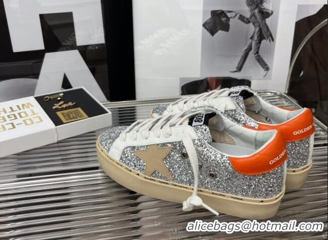 Top Grade Golden Goose Hi Star Sequins Sneakers Silver/Orange 080994