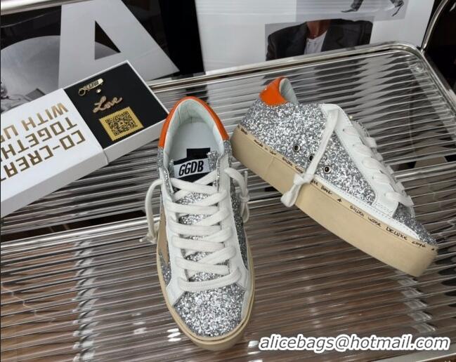 Top Grade Golden Goose Hi Star Sequins Sneakers Silver/Orange 080994