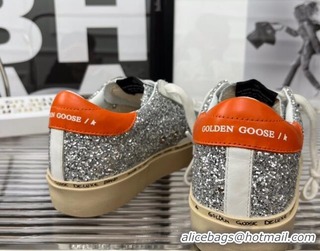 Top Grade Golden Goose Hi Star Sequins Sneakers Silver/Orange 080994