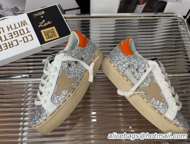 Top Grade Golden Goose Hi Star Sequins Sneakers Silver/Orange 080994