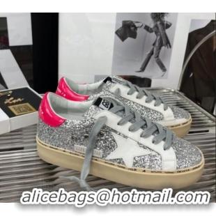 Stylish Golden Goose Hi Star Sequins Sneakers Silver/Pink 2080995